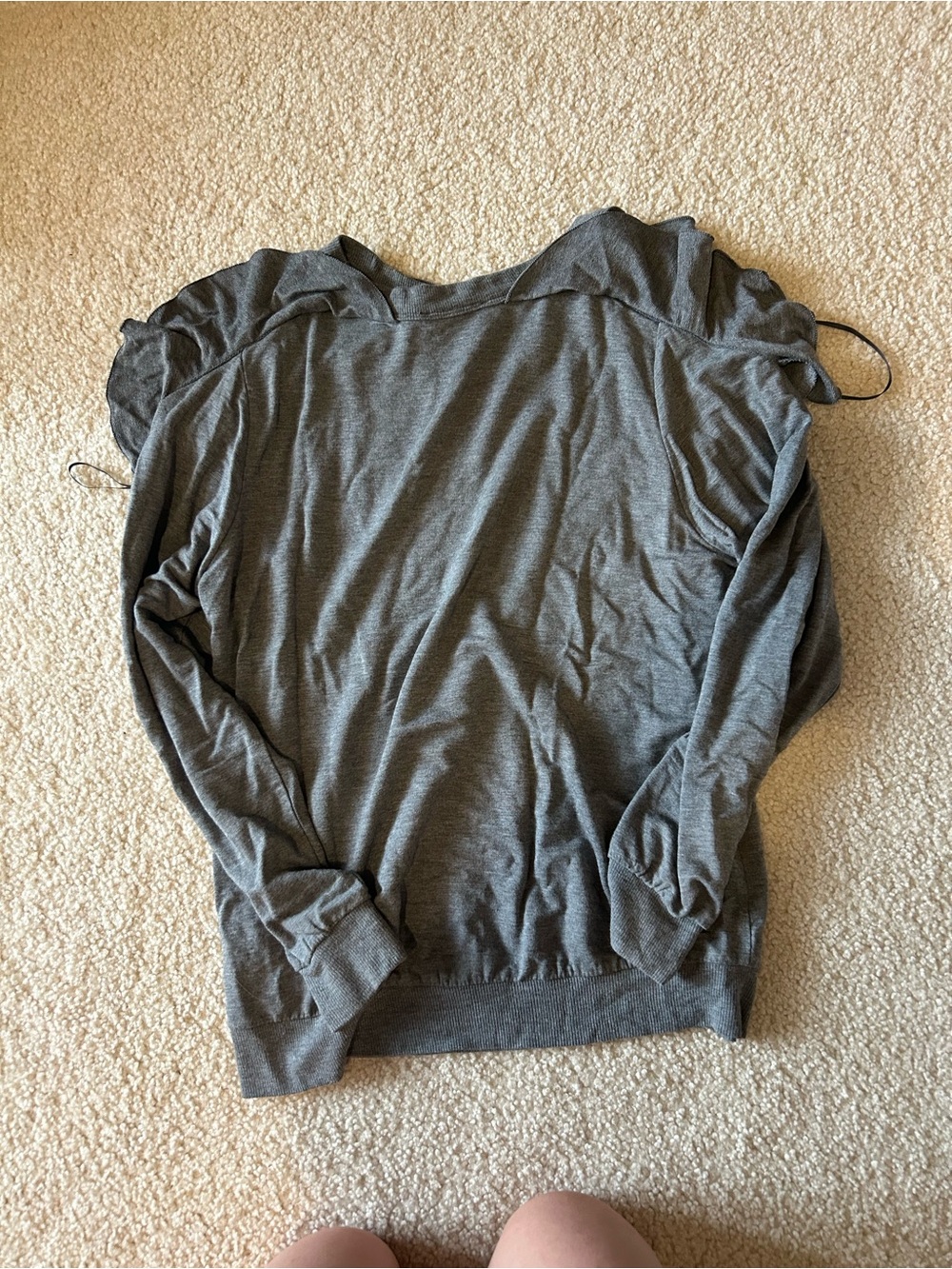 Express Lightweight Charcoal Gray shoulder cutout Pullover Hoodie